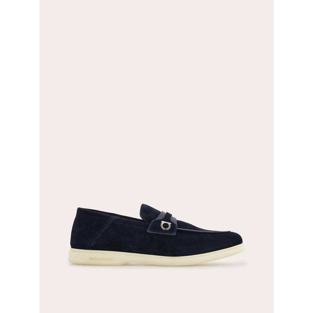 NEW SALVATORE FERRAGAMO men's deconstructed loafer with gancini ornament in midn - Picture 2 of 6